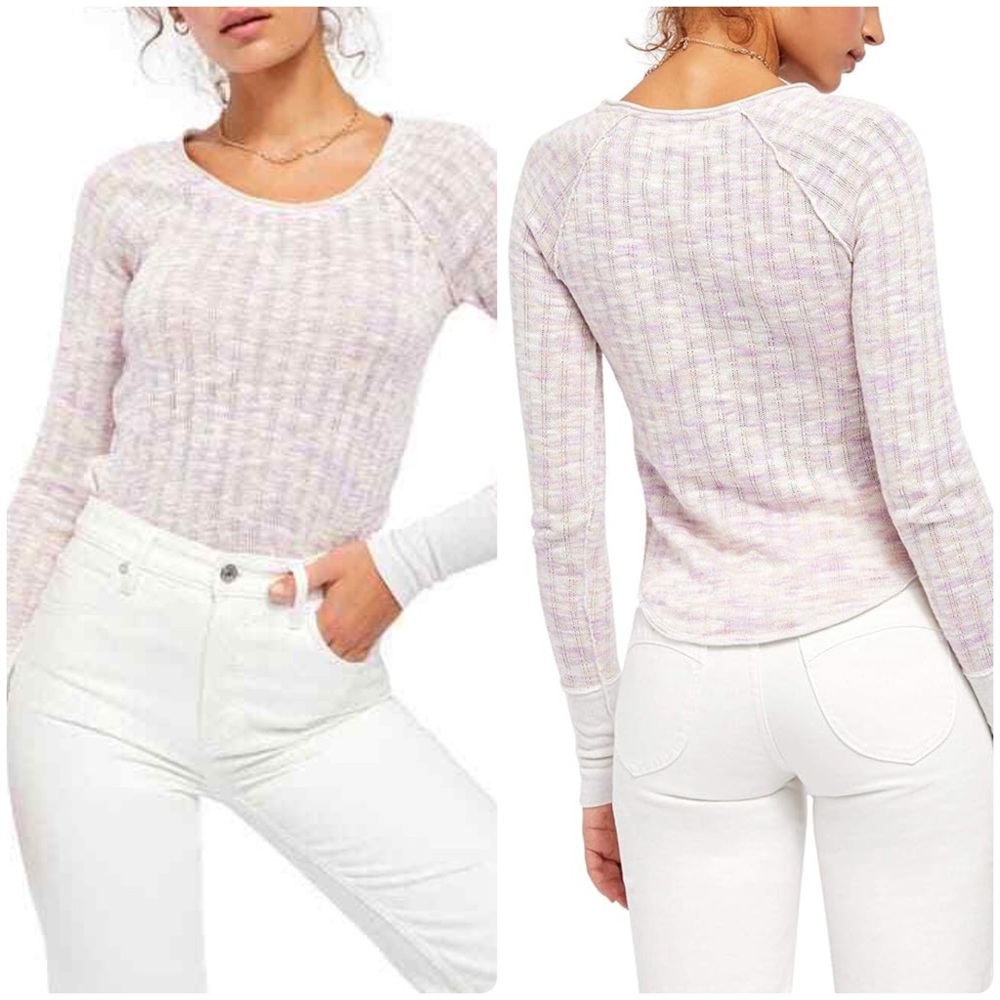 Free People Spaced Out Long Sleeve Top Pink Combo